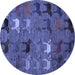 Round Abstract Blue Modern Rug, abs5226blu