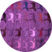 Round Machine Washable Abstract Purple Modern Area Rugs, wshabs5226pur