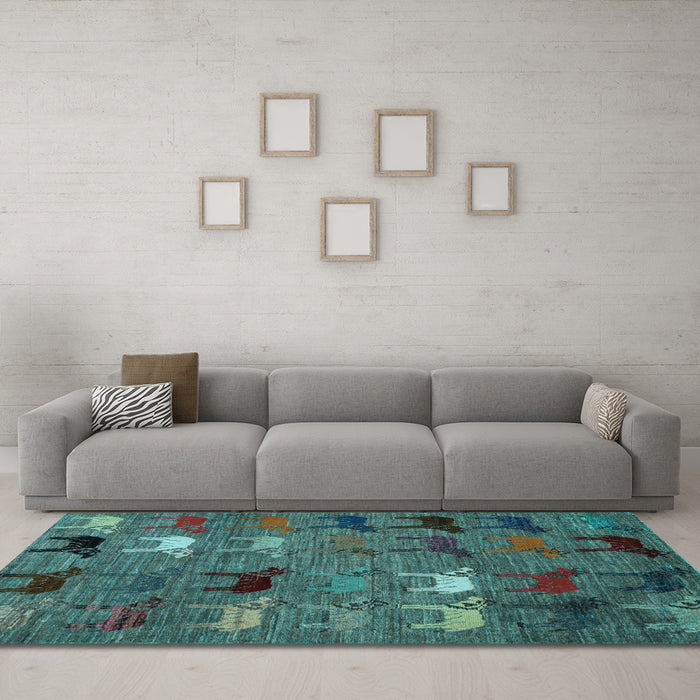 Machine Washable Abstract Light Blue Modern Rug in a Living Room, wshabs5226lblu