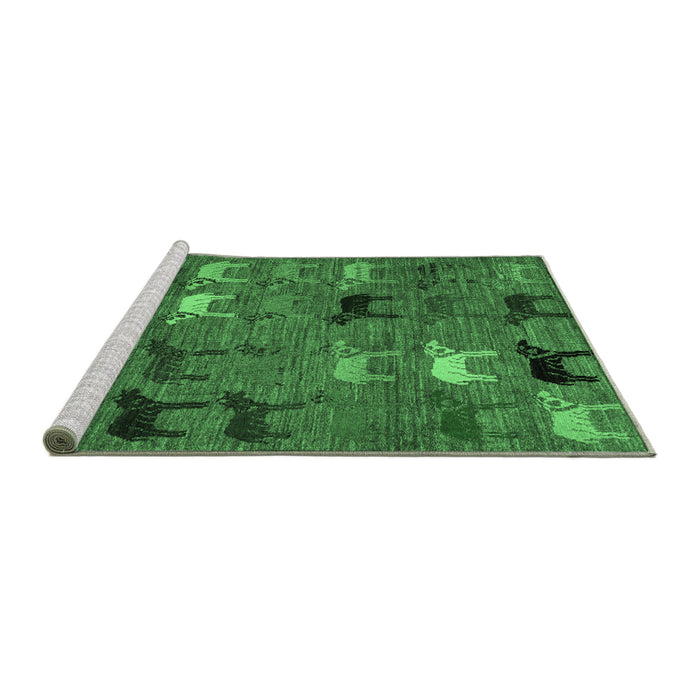 Sideview of Machine Washable Abstract Emerald Green Modern Area Rugs, wshabs5226emgrn