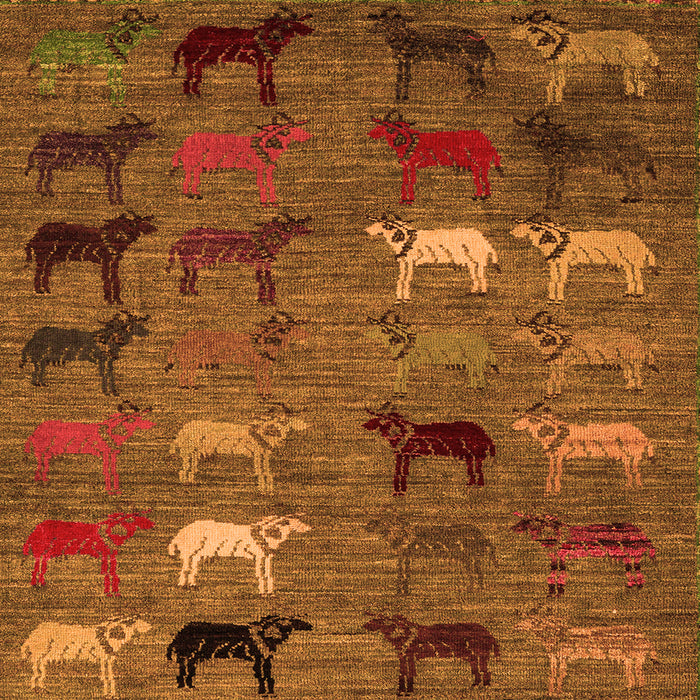 Square Machine Washable Abstract Orange Modern Area Rugs, wshabs5226org