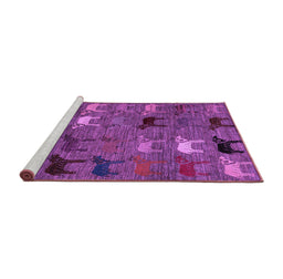 Sideview of Machine Washable Abstract Purple Modern Area Rugs, wshabs5226pur