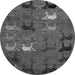 Round Abstract Gray Modern Rug, abs5226gry