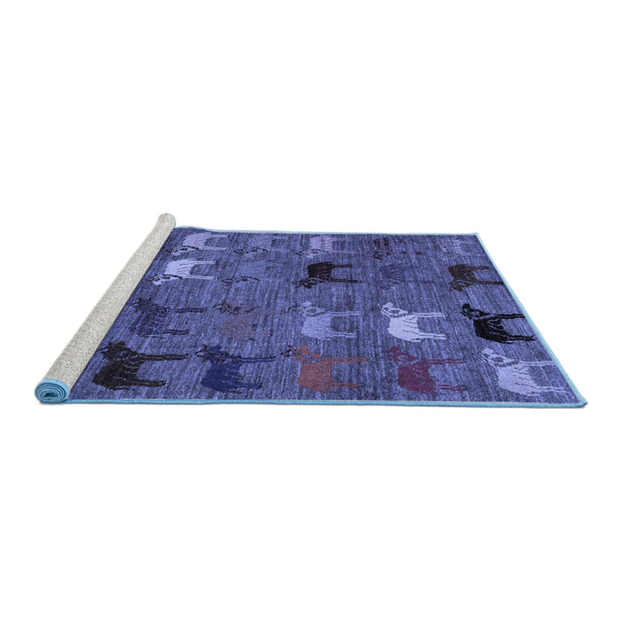 Sideview of Machine Washable Abstract Blue Modern Rug, wshabs5226blu