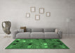 Machine Washable Abstract Emerald Green Modern Area Rugs in a Living Room,, wshabs5226emgrn