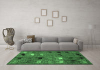 Machine Washable Abstract Emerald Green Modern Rug, wshabs5226emgrn