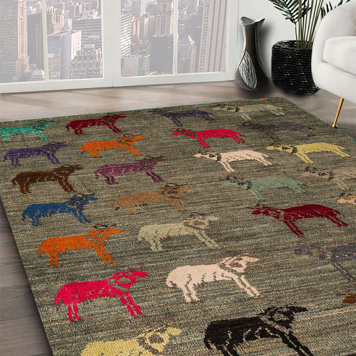 Machine Washable Abstract Bakers Brown Rug in a Family Room, wshabs5226