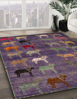 Machine Washable Abstract Rose Dust Purple Rug in a Family Room, wshabs5227