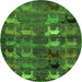 Round Abstract Green Modern Rug, abs5227grn