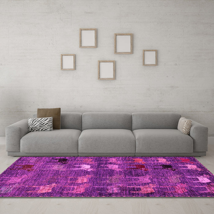 Machine Washable Abstract Pink Modern Rug in a Living Room, wshabs5227pnk