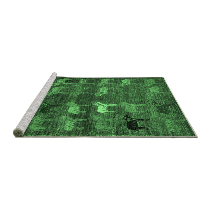Sideview of Machine Washable Abstract Emerald Green Modern Area Rugs, wshabs5227emgrn