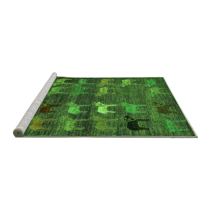 Sideview of Machine Washable Abstract Green Modern Area Rugs, wshabs5227grn