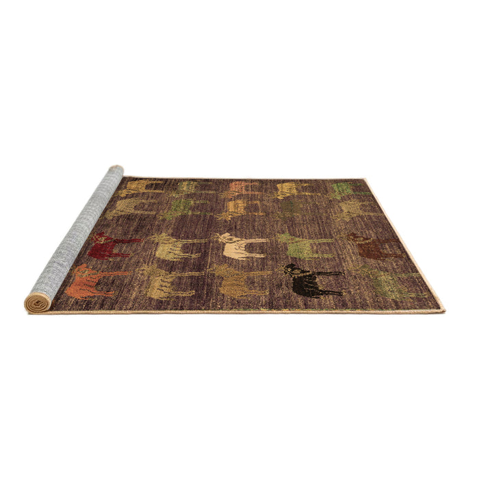 Sideview of Machine Washable Abstract Brown Modern Rug, wshabs5227brn