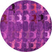 Round Machine Washable Abstract Pink Modern Rug, wshabs5227pnk