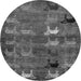 Round Machine Washable Abstract Gray Modern Rug, wshabs5227gry