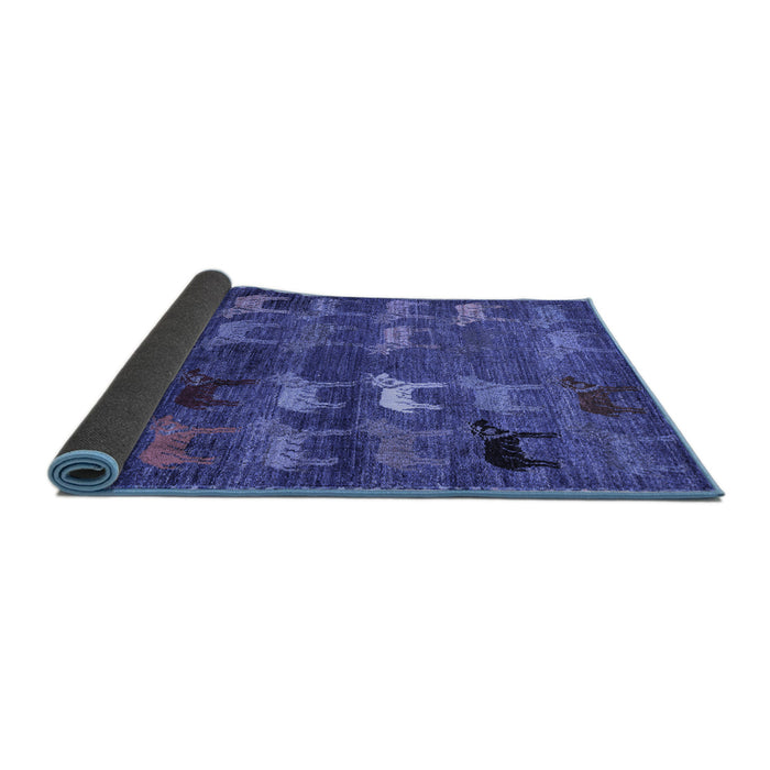 Sideview of Abstract Blue Modern Rug, abs5227blu