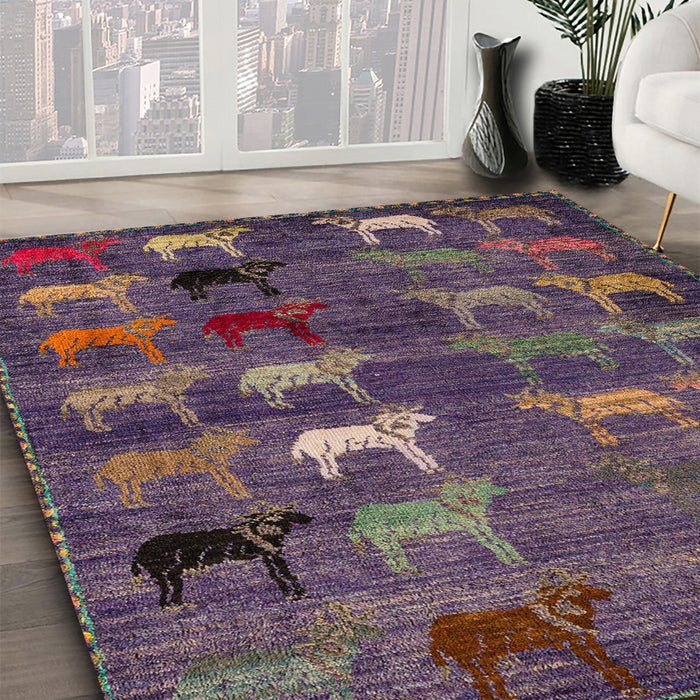 Abstract Rose Purple Modern Rug in Family Room, abs5227