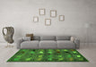 Machine Washable Abstract Green Modern Area Rugs in a Living Room,, wshabs5227grn
