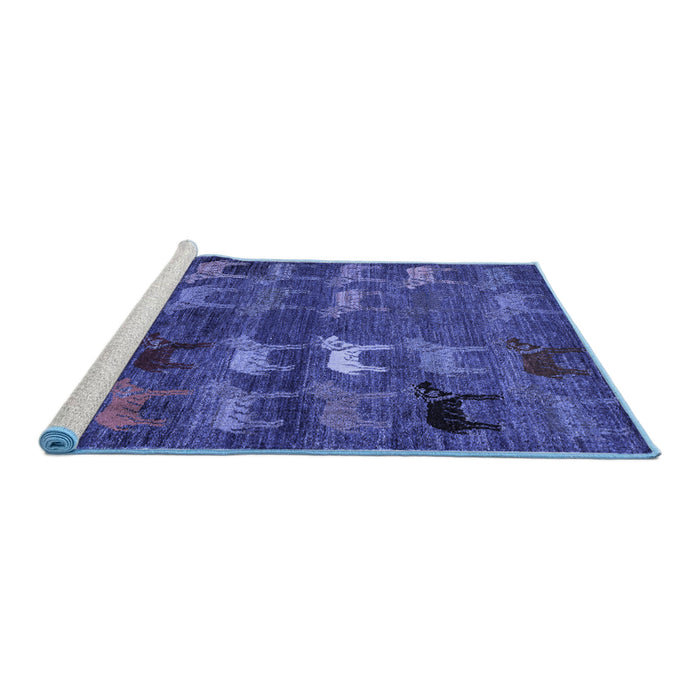 Sideview of Machine Washable Abstract Blue Modern Rug, wshabs5227blu