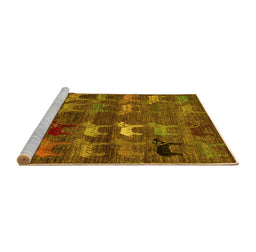 Sideview of Machine Washable Abstract Yellow Modern Rug, wshabs5227yw
