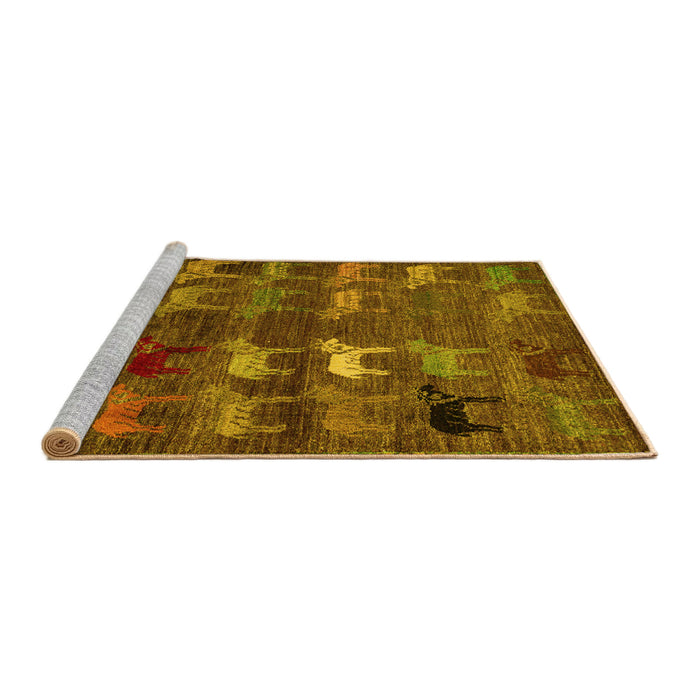 Sideview of Machine Washable Abstract Yellow Modern Rug, wshabs5227yw