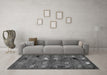 Machine Washable Abstract Gray Modern Rug in a Living Room,, wshabs5227gry