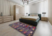 Abstract Rose Purple Modern Rug in a Bedroom, abs5227