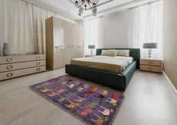 Abstract Rose Purple Modern Rug in a Bedroom, abs5227
