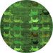 Round Machine Washable Abstract Green Modern Area Rugs, wshabs5227grn