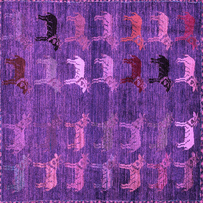 Square Abstract Purple Modern Rug, abs5227pur