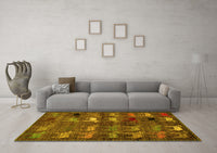 Machine Washable Abstract Yellow Modern Rug, wshabs5227yw