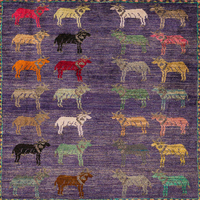 Square Machine Washable Abstract Rose Dust Purple Rug, wshabs5227