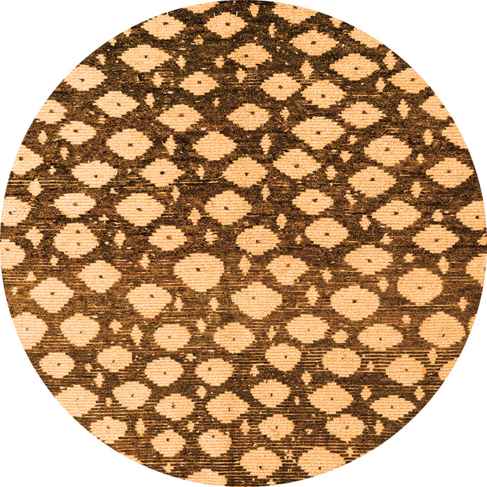 Round Machine Washable Abstract Orange Modern Area Rugs, wshabs5228org