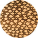 Round Machine Washable Abstract Orange Modern Area Rugs, wshabs5228org