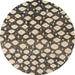 Round Machine Washable Abstract Brown Rug, wshabs5228