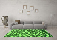 Machine Washable Abstract Green Modern Rug, wshabs5228grn