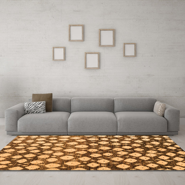 Machine Washable Abstract Orange Modern Area Rugs in a Living Room, wshabs5228org
