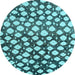 Round Machine Washable Abstract Light Blue Modern Rug, wshabs5228lblu