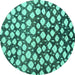 Round Abstract Turquoise Modern Rug, abs5228turq