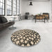 Round Machine Washable Abstract Brown Rug in a Office, wshabs5228