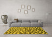 Machine Washable Abstract Yellow Modern Rug in a Living Room, wshabs5228yw