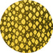 Round Abstract Yellow Modern Rug, abs5228yw