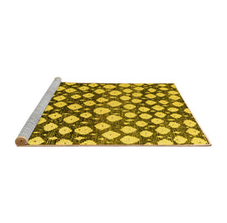 Sideview of Machine Washable Abstract Yellow Modern Rug, wshabs5228yw