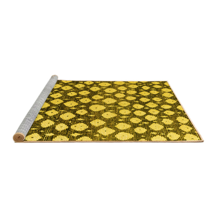 Sideview of Machine Washable Abstract Yellow Modern Rug, wshabs5228yw
