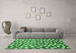 Machine Washable Abstract Emerald Green Modern Area Rugs in a Living Room,, wshabs5228emgrn