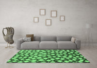 Machine Washable Abstract Emerald Green Modern Rug, wshabs5228emgrn