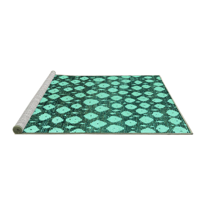 Sideview of Machine Washable Abstract Turquoise Modern Area Rugs, wshabs5228turq