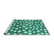 Sideview of Machine Washable Abstract Turquoise Modern Area Rugs, wshabs5228turq