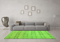 Machine Washable Abstract Green Modern Rug, wshabs5229grn