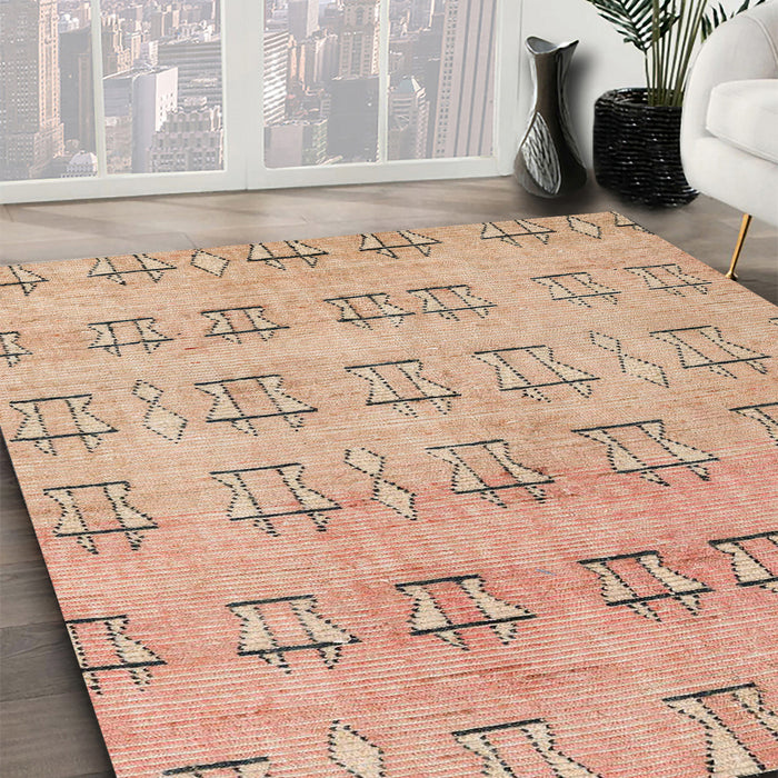 Machine Washable Abstract Pastel Orange Rug in a Family Room, wshabs5229
